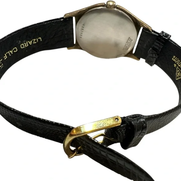 Bulova Gold Case with Black Strap Men's Watch